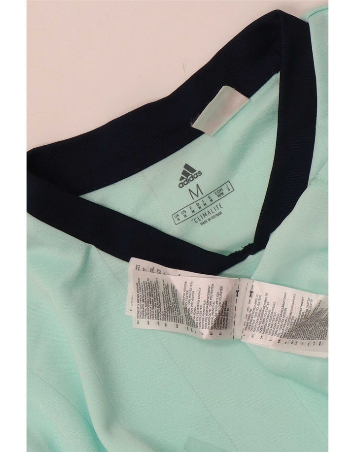 T-shirt Adidas Climalite da uomo Top in poliestere a righe turchesi medie
