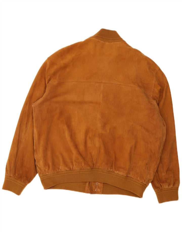 Giubbotto bomber in pelle scamosciata vintage da uomo UK 40 grande marrone