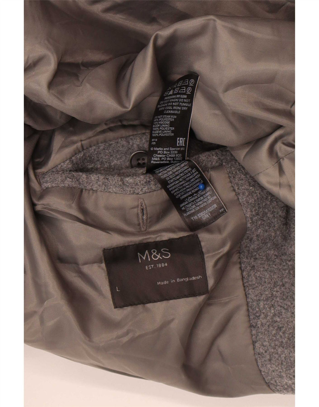 Cappotto da uomo Marks & Spencer UK 40 grande poliestere grigio