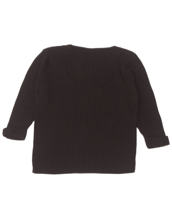 Maglione vintage da donna con scollo a barca con maniche a 3/4 UK 14/16 grande nero