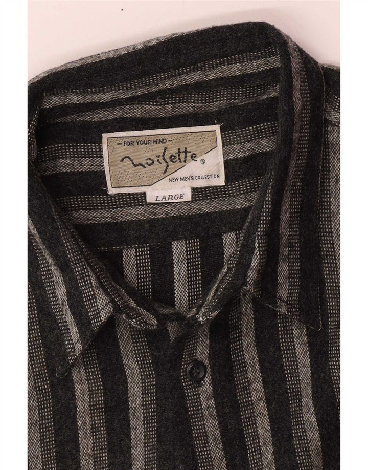Camicia vintage da uomo in flanella a righe nere grandi