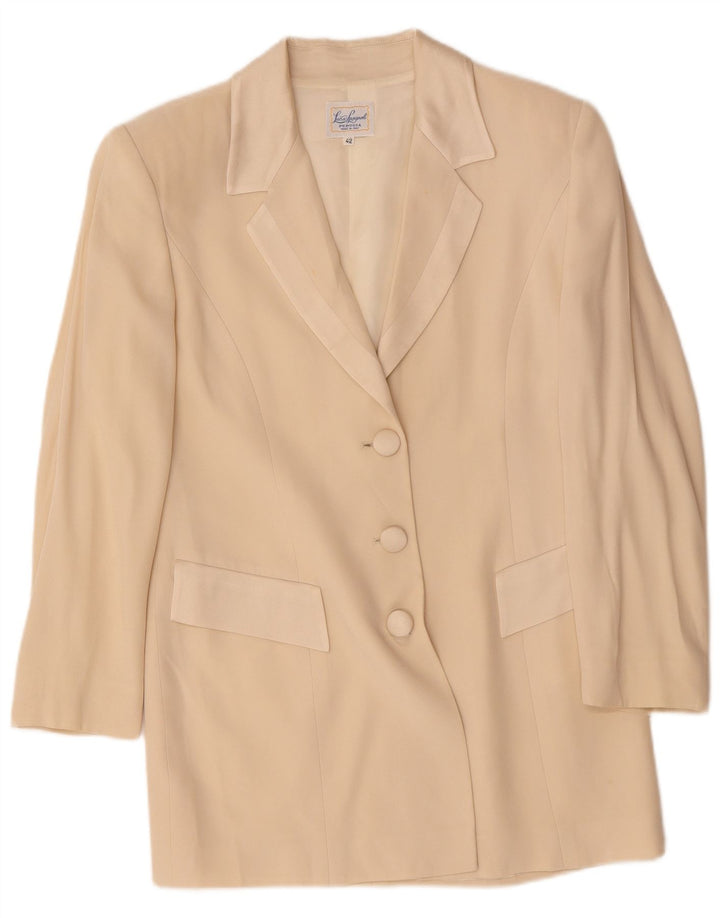 LUISA SPAGNOLI Giacca Blazer a 3 Bottoni da Donna IT 42 Acetato Beige Medio