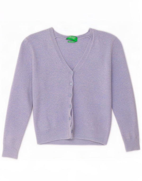 Maglia Cardigan Bambina Benetton 7-8 Anni Blu Lana Merino