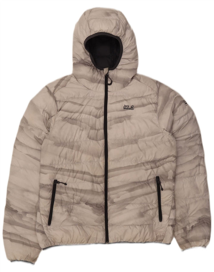 Giacca imbottita con cappuccio da donna Jack Wolfskin UK 18 XL Poliestere grigio tie-dye