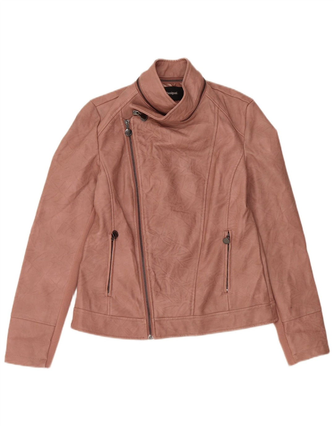 Desigual Giacca da motociclista in ecopelle da donna EU 38 Rosa medio floreale