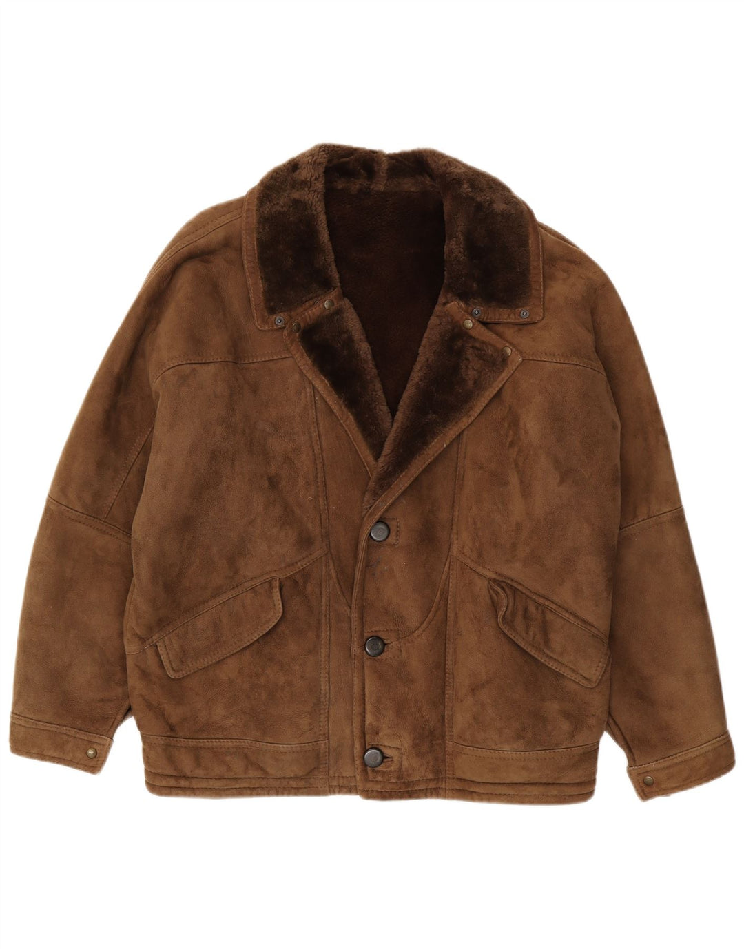 Giacca in shearling vintage da uomo UK 40 Shearling marrone grande