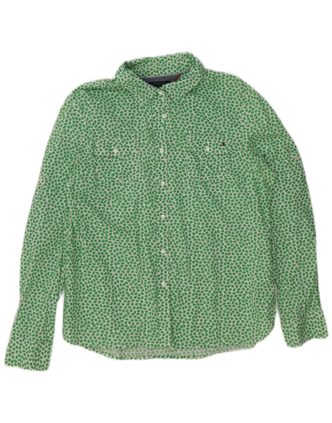 TOMMY HILFIGER Womens Big & Tall Abstract Pattern Shirt UK 18 XL Green