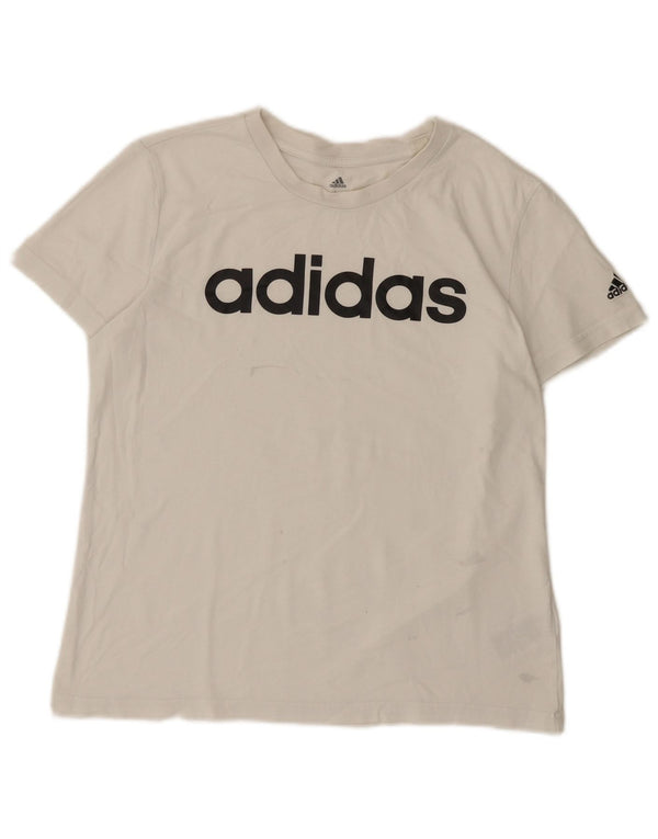 T-shirt grafica da donna Adidas Top UK 14 grande cotone bianco