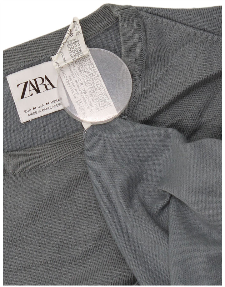 Maglione maglione girocollo da donna Zara UK 14 Viscosa grigio medio