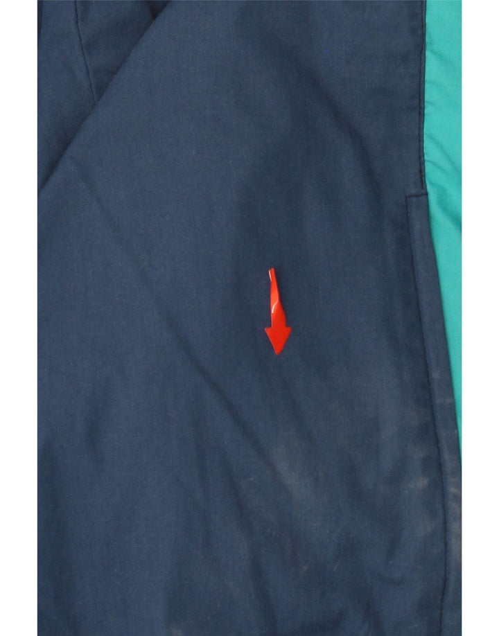 VINTAGE Mens Tracksuit Trousers Joggers Large Navy Blue Colourblock