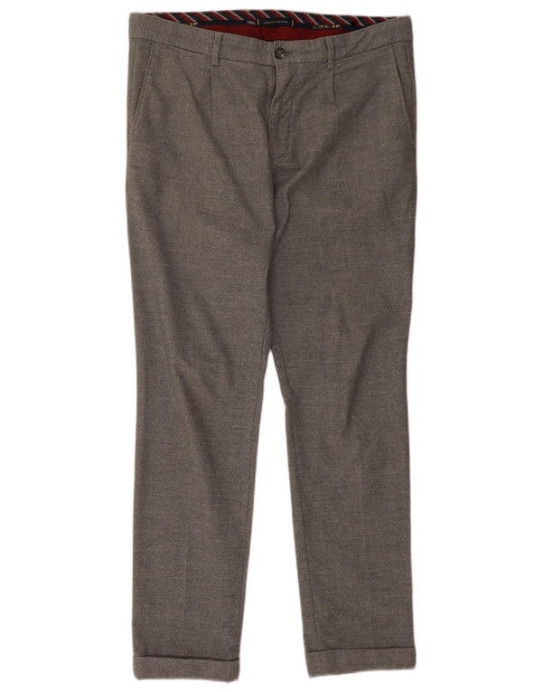 Pantaloni chino dritti da uomo Tommy Hilfiger W34 L32 cotone grigio