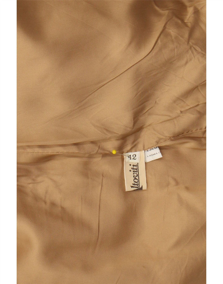 VINTAGE Womens Leather Double Breasted Blazer Jacket IT 42 Medium Beige Vintage Vintage and Second-Hand Vintage from Messina Hembry 