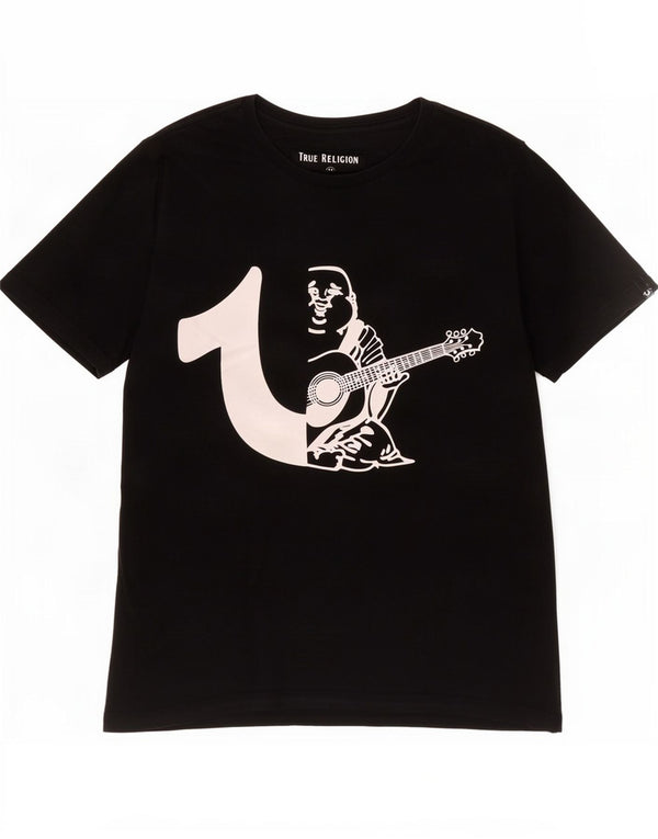 T-shirt grafica da uomo True Religion Top in cotone nero medio