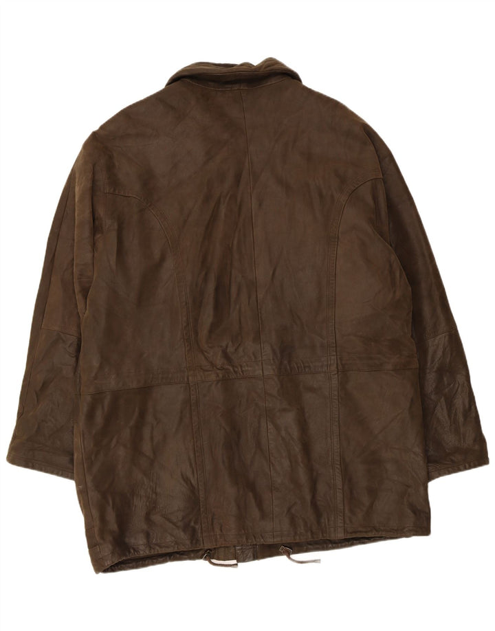 VINTAGE Mens Leather Jacket IT 52 XL Brown Leather
