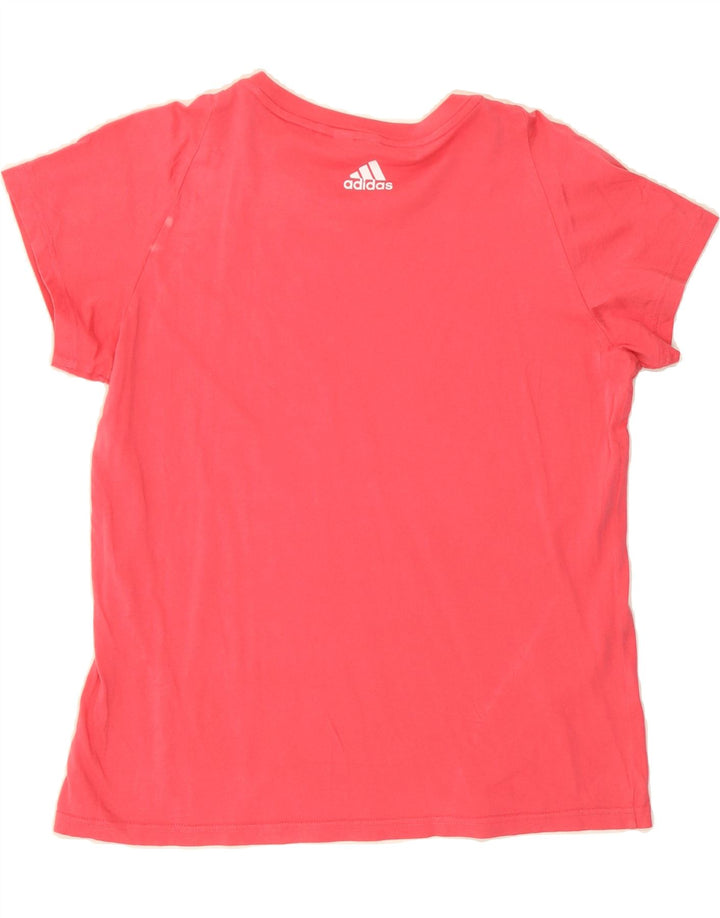 ADIDAS Womens Graphic T-Shirt Top UK 14 Medium Pink Vintage Adidas and Second-Hand Adidas from Messina Hembry 