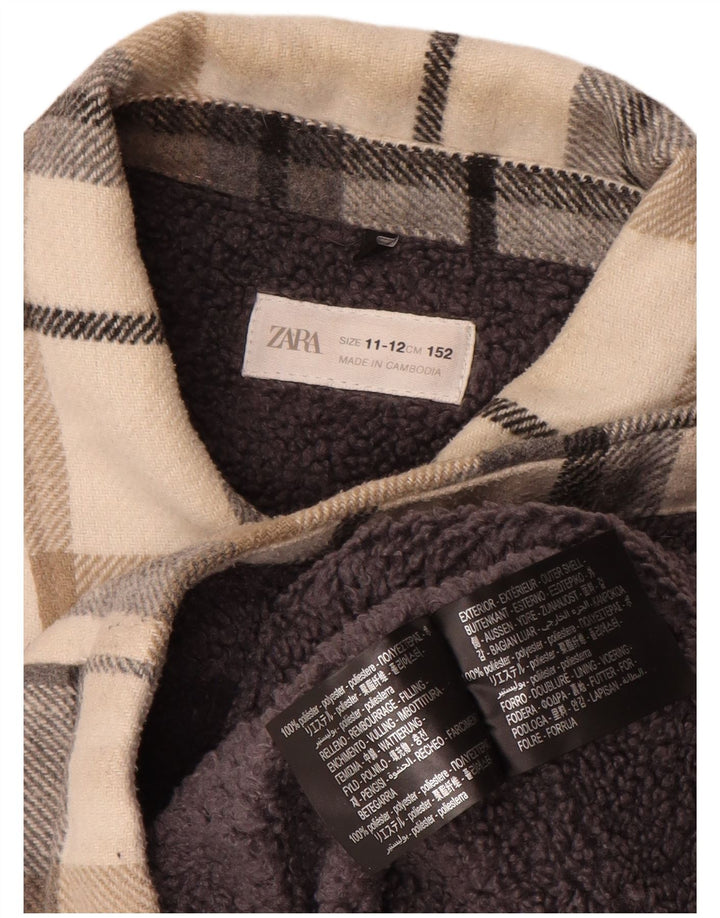 Camicia Zara da ragazzo in flanella da boscaiolo 11-12 anni Poliestere a quadri beige