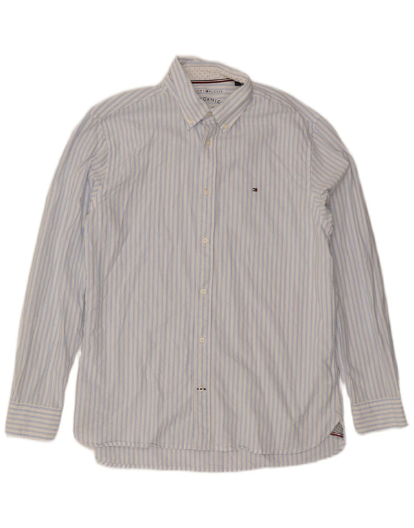 Camicia da uomo Tommy Hilfiger XL blu gessato in cotone