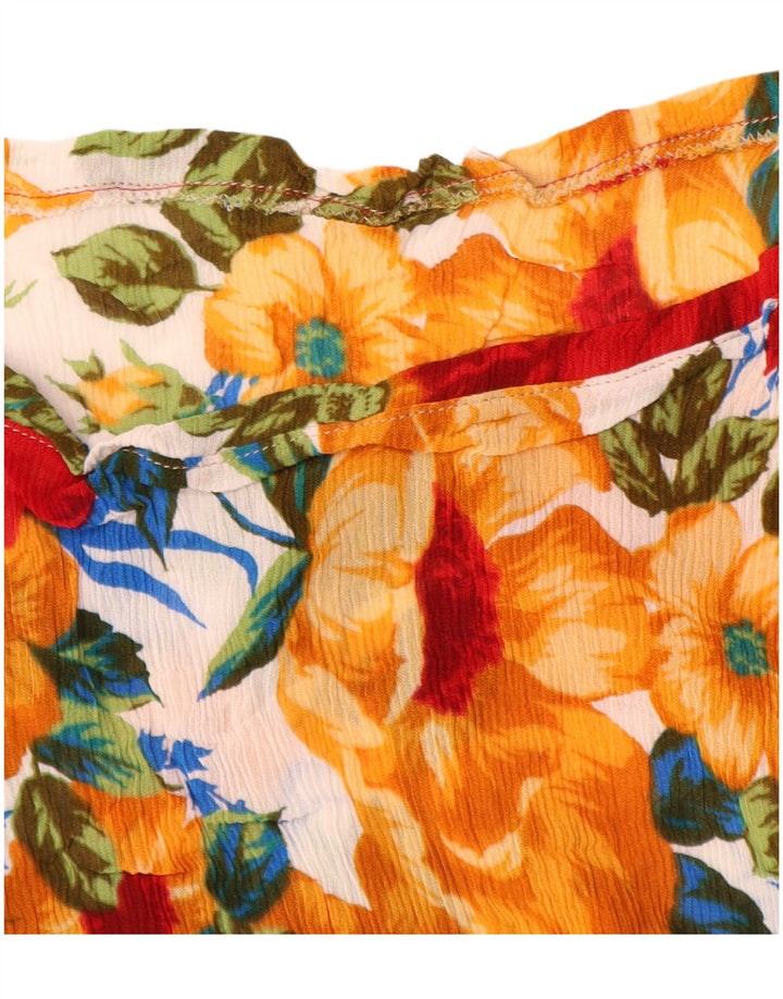 Top camicetta da donna vintage UK 16 grande floreale multicolore