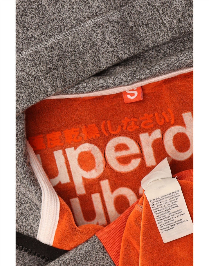 Maglione con cappuccio e zip da uomo SUPERDRY piccolo cotone chiazzato grigio