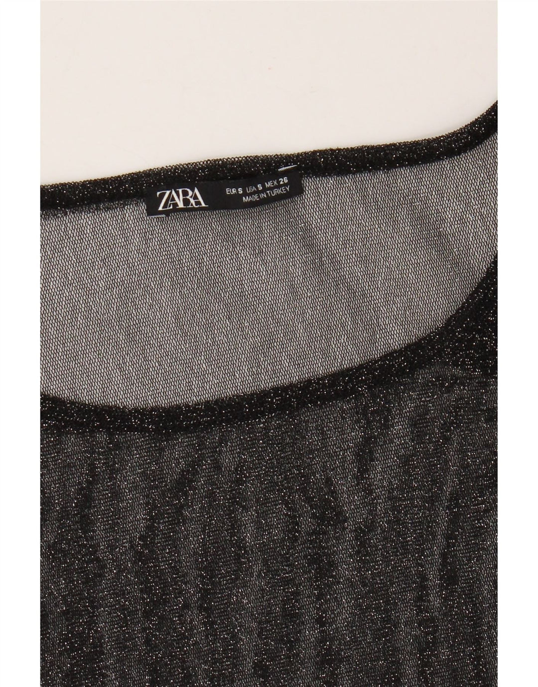 Top Zara da donna oversize trasparente a maniche lunghe UK 10 piccolo nero