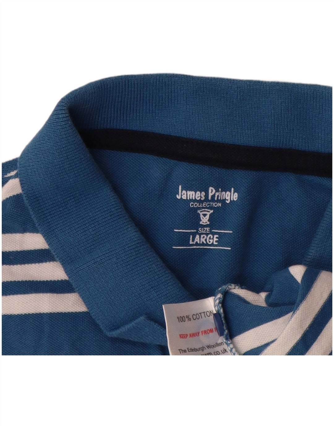 Polo da uomo James Pringle in cotone a righe grandi blu