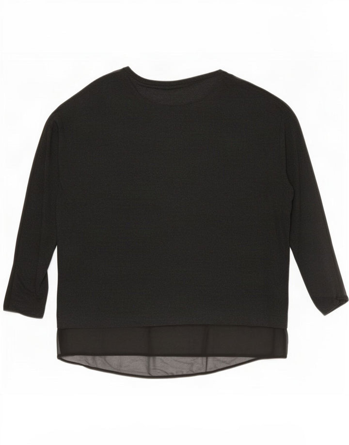 Top Zara da donna oversize a maniche lunghe UK 14 viscosa nera media