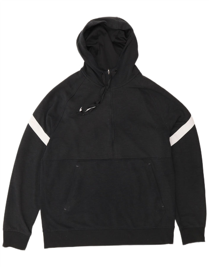 Felpa con cappuccio e collo con zip Nike da uomo, grande, in poliestere color block nero