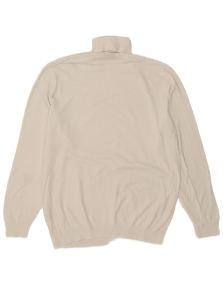 Maglione maglione a collo alto da donna Zara UK 16 grande viscosa bianca
