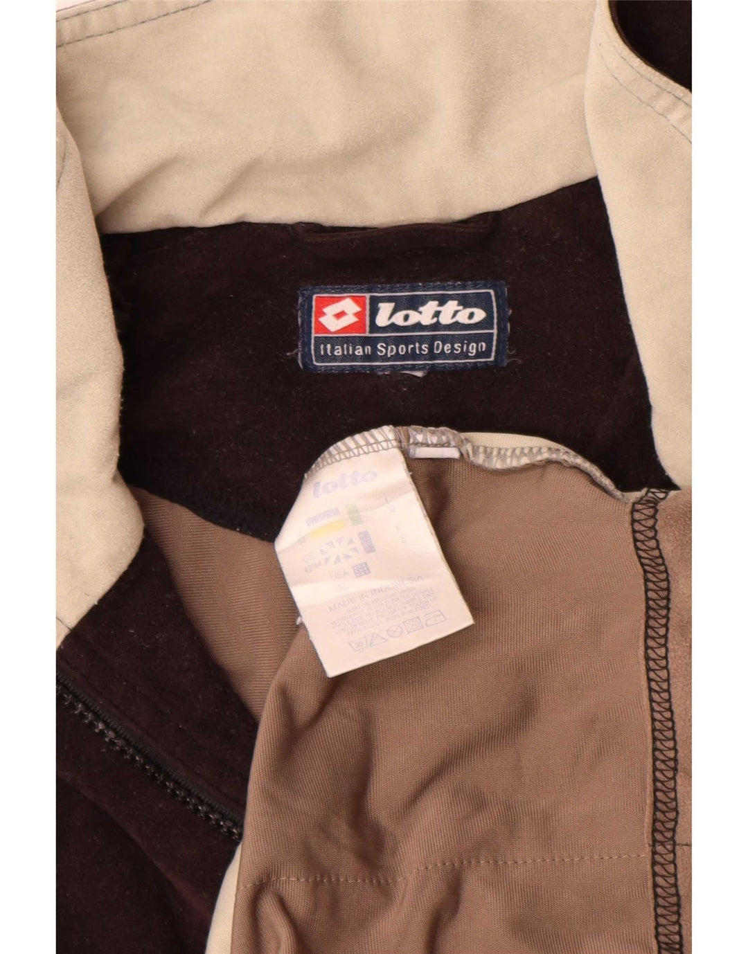 Giacca in pile da uomo Lotto UK 42/44 XL Poliestere color block marrone