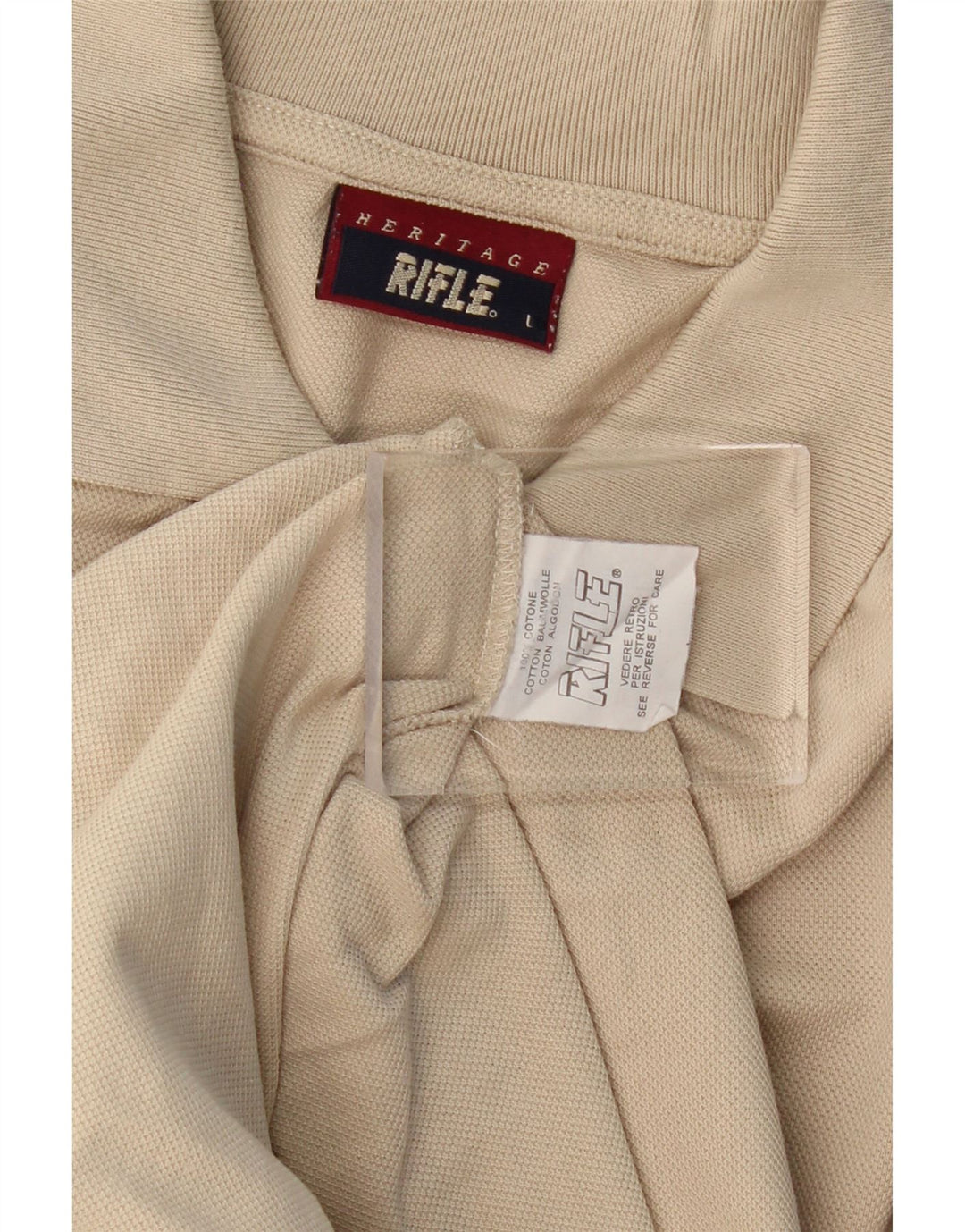 RIFLE Polo Heritage da uomo grande in cotone beige