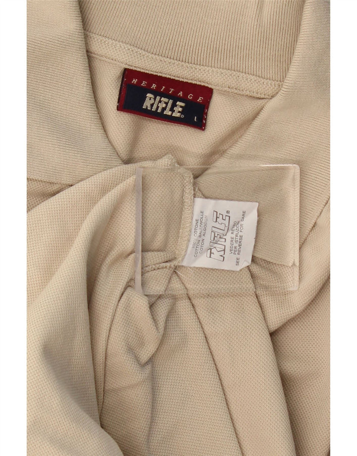 RIFLE Polo Heritage da uomo grande in cotone beige