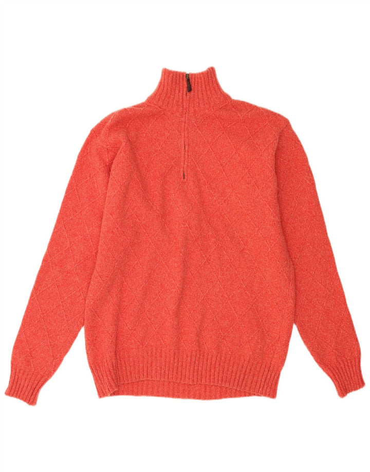 Marlboro Classics Maglione da uomo con zip e collo in lana screziata arancione medio