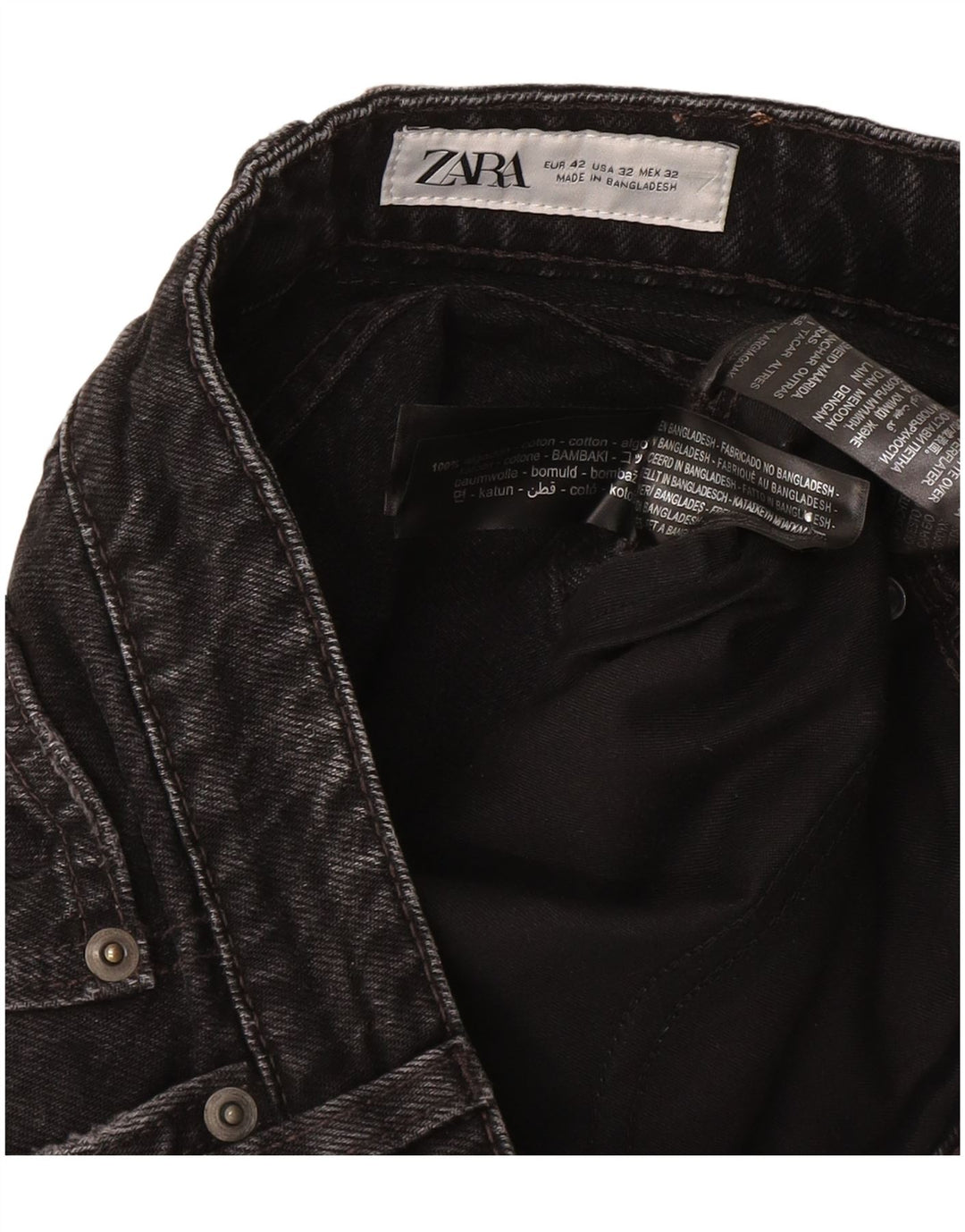 Pantaloncini di jeans da uomo Zara EU 42 Large W32 Cotone grigio