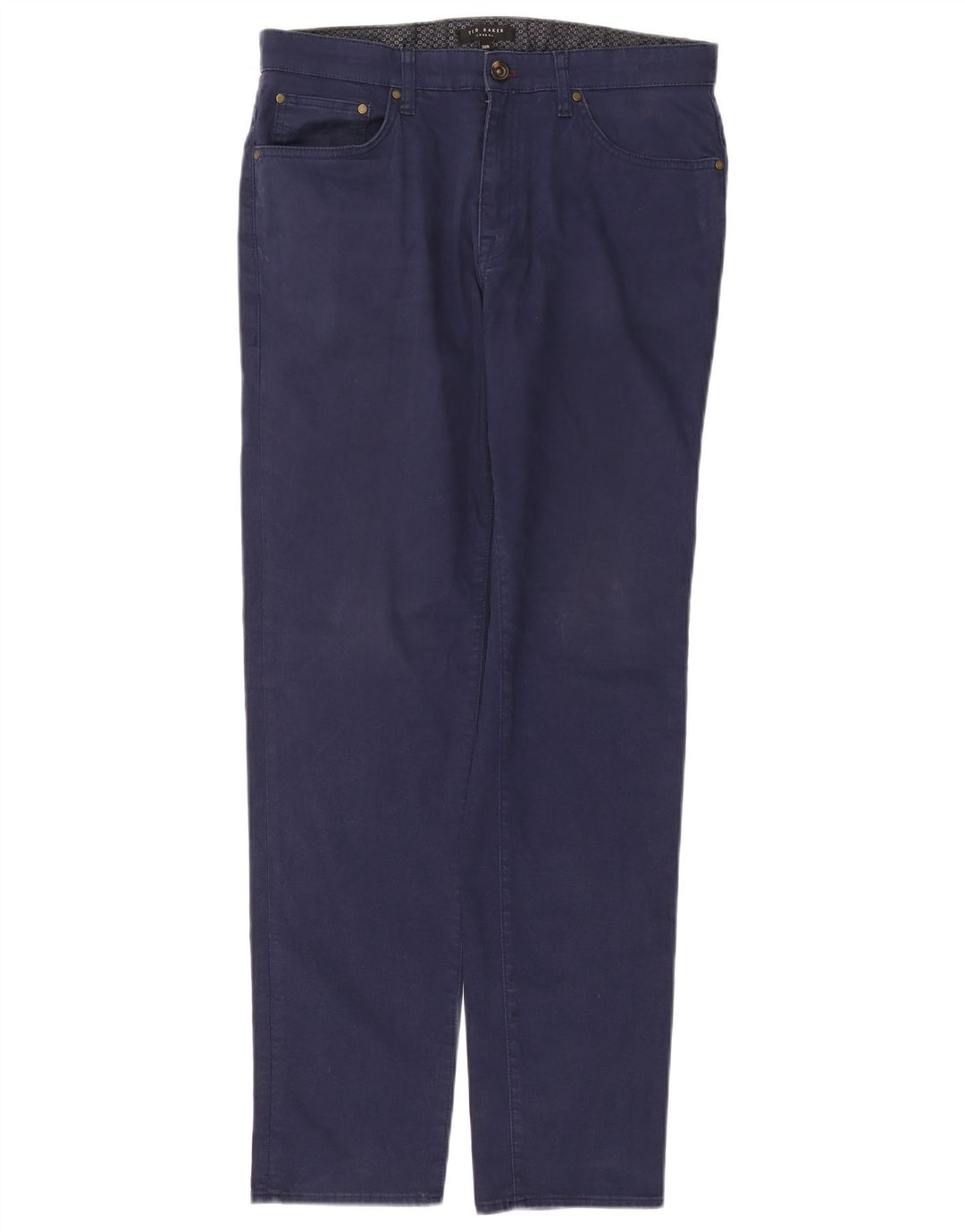 Pantaloni casual slim da uomo Ted Baker W32 L31 cotone blu navy