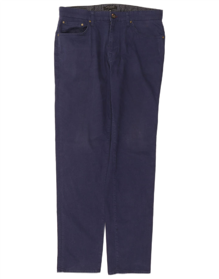 Pantaloni casual slim da uomo Ted Baker W32 L31 cotone blu navy