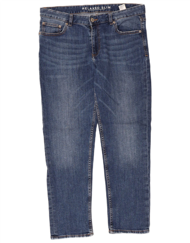 Jeans crop slim da donna Marks & Spencer UK 12 medio W32 L26 blu