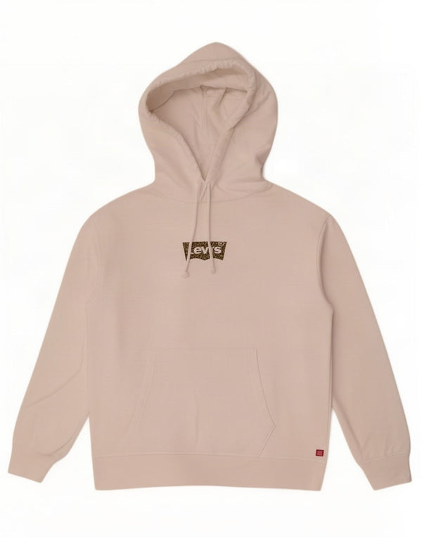 Levi's Donna Maglia con cappuccio grafica vestibilità ampia UK 14 Cotone bianco medio
