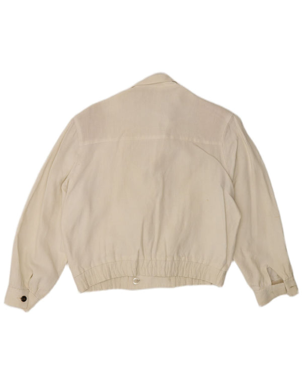 Giacca blazer doppiopetto vintage da donna EU 38 medio bianco sporco