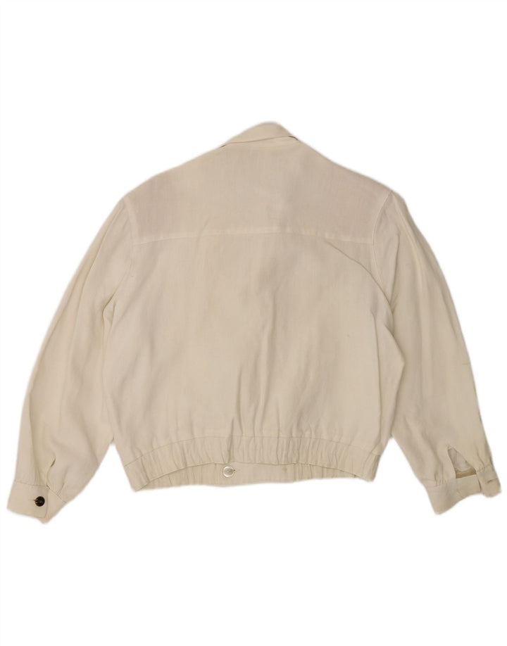 Giacca blazer doppiopetto vintage da donna EU 38 medio bianco sporco