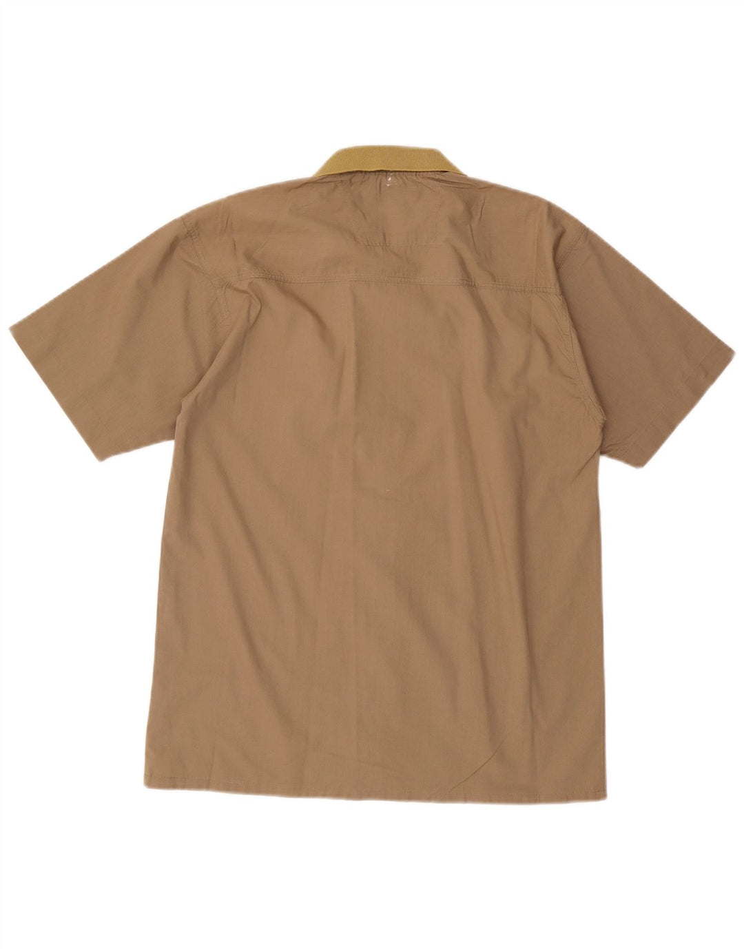 Camicia vintage da uomo a maniche corte piccola in poliestere beige
