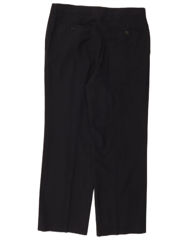 Pantaloni da abito dritti da donna HUGO BOSS W34 L31 Lana vergine blu navy
