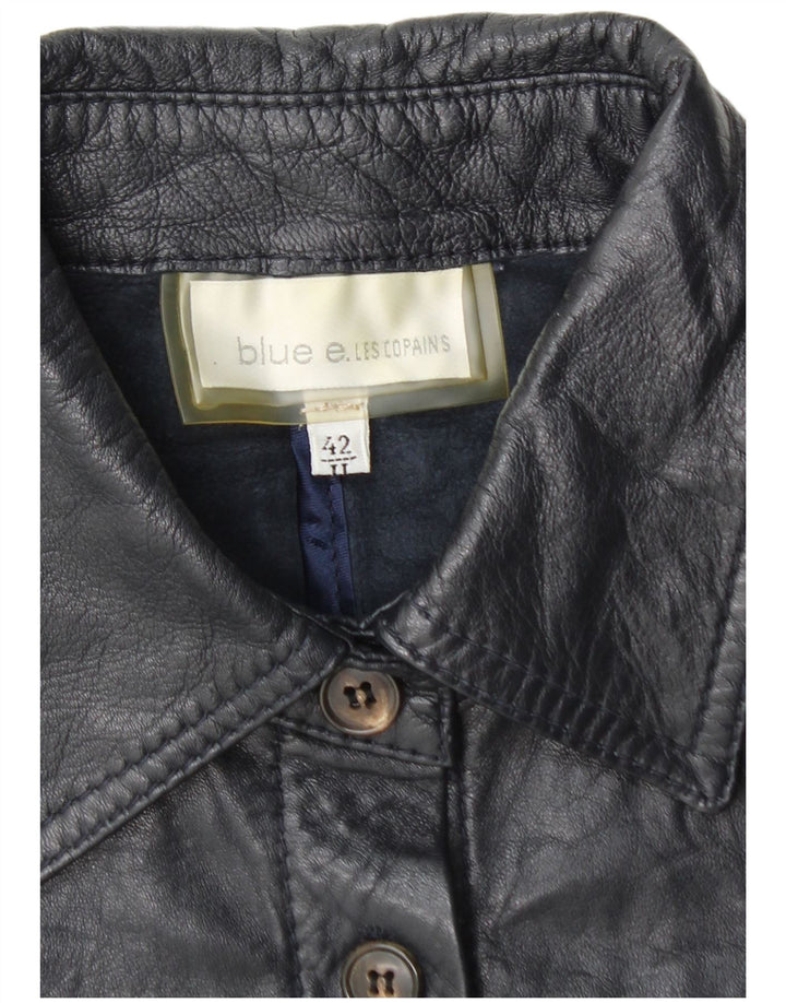 Giacca in pelle da donna con maniche a 3/4 Les Copains IT 42 Pelle media blu navy