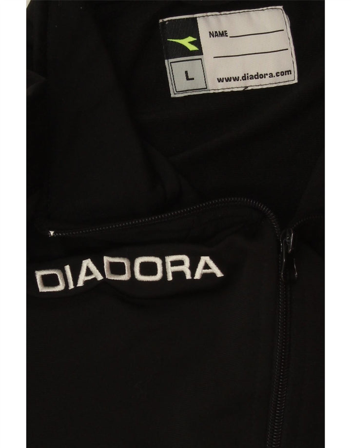 Giacca da ginnastica grafica da uomo Diadora Large nera in poliestere