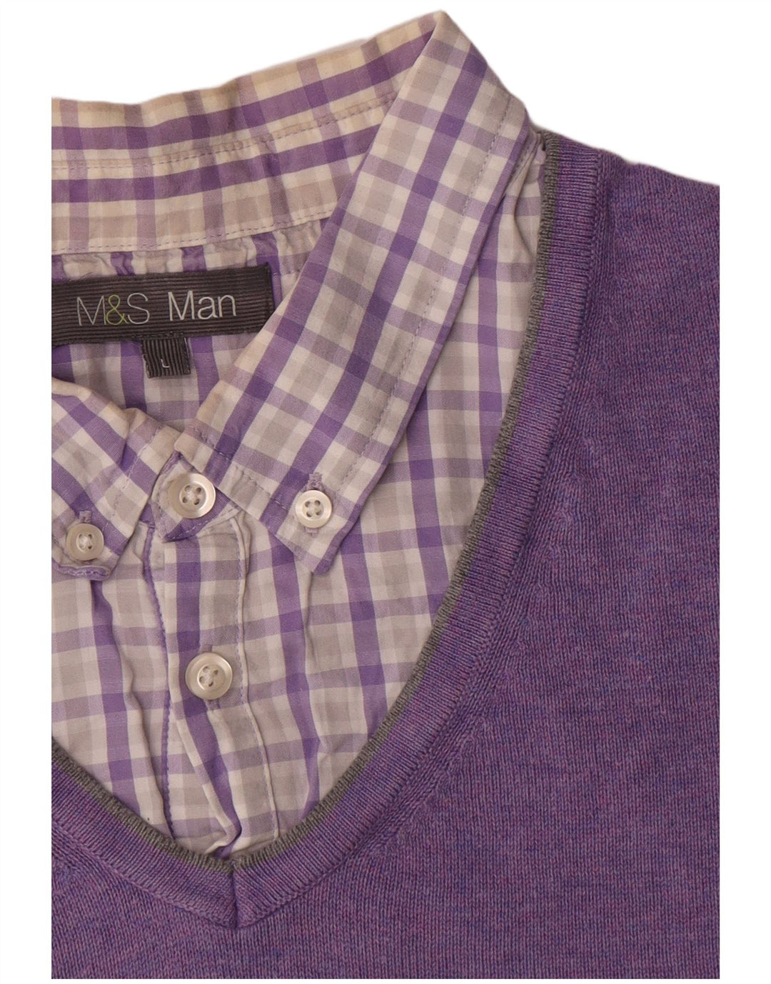 Maglione da uomo con scollo a V Marks & Spencer grande cotone viola