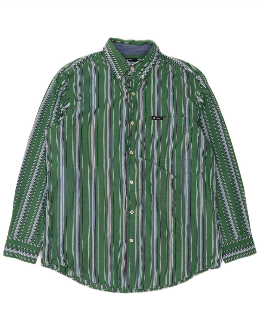 Camicia Chaps da uomo Easy Care in cotone a righe verde medio