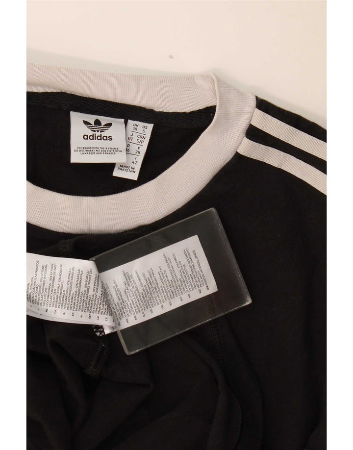 Top Adidas da donna a manica lunga UK 10 piccolo cotone nero