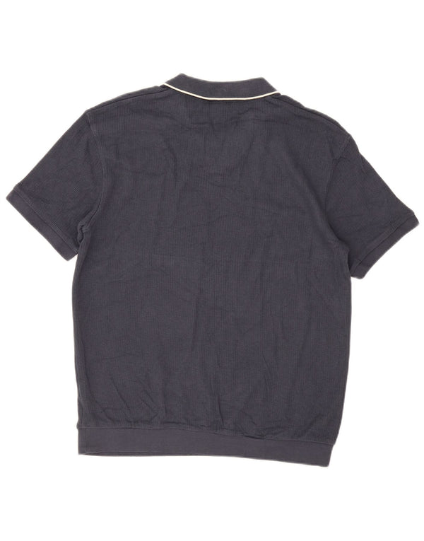 Zara Maglione da uomo a maniche corte con collo a polo, a righe grandi blu navy