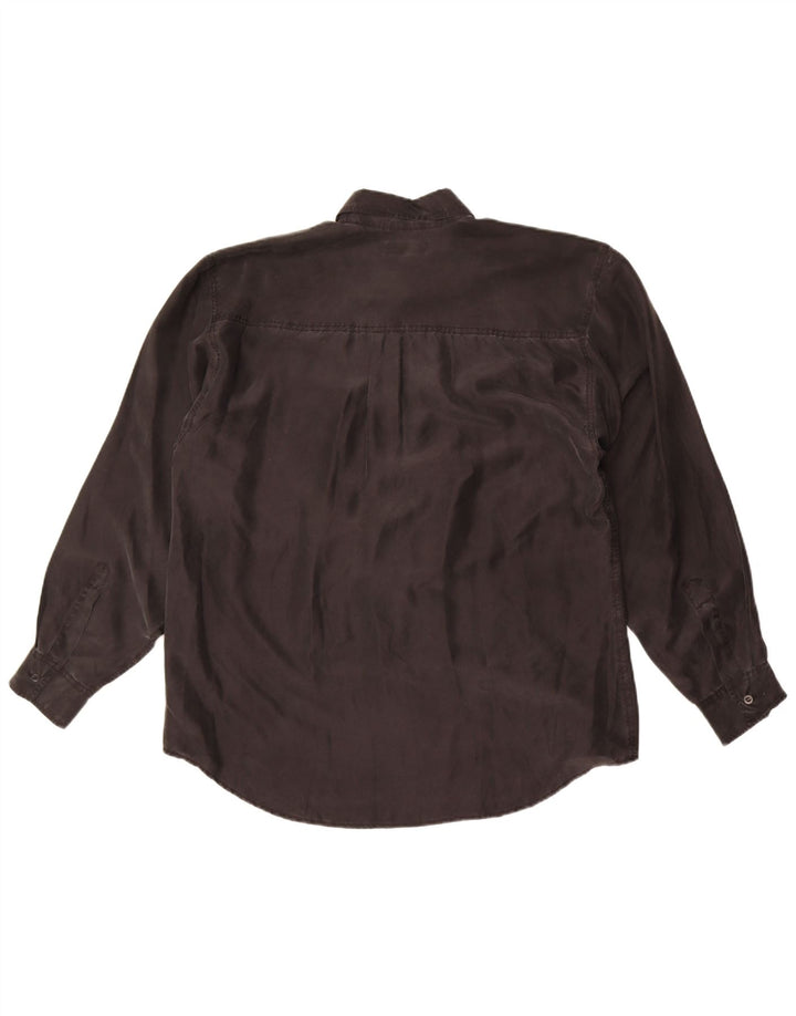 Camicia vintage da uomo grande in seta nera