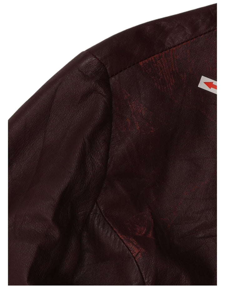 Giacca in pelle vintage da donna UK 18 XL in pelle bordeaux