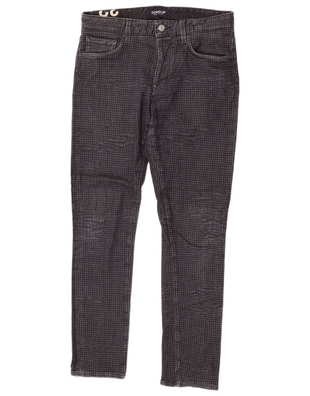 Dondup Jeans Slim Uomo W32 L30 Cotone Pied De Poule Grigio